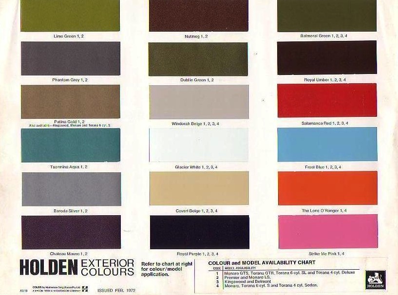 1972 Holden Colors